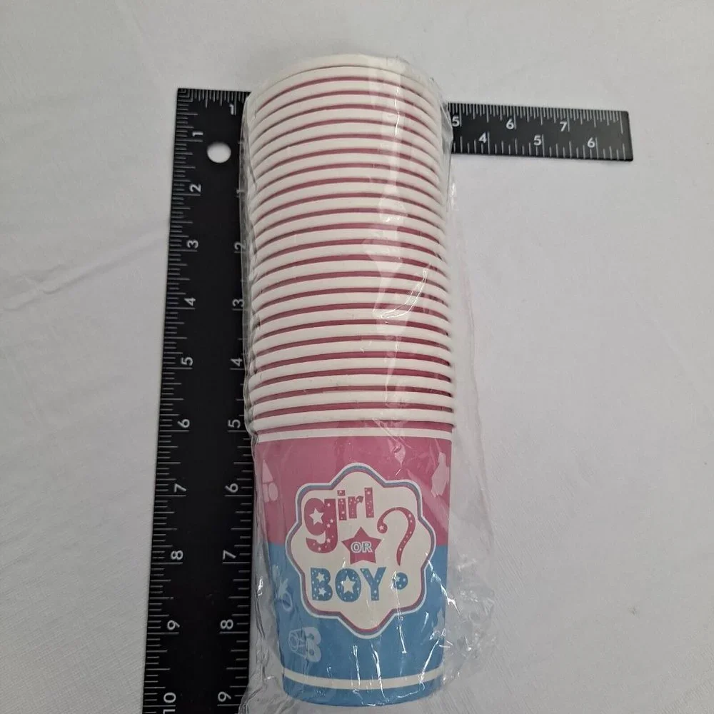 Gender Reveal Party Cups Girl Or Boy Paper Punch Drinking 24 count